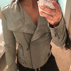 Blanc Noir Grey Leather Jacket